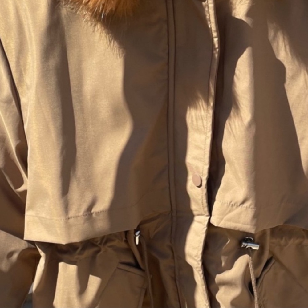 61.LAST 1!CLEARANCE water resistant Brown Fleece lined Wind Breaker parka coat - Picture 8 of 8